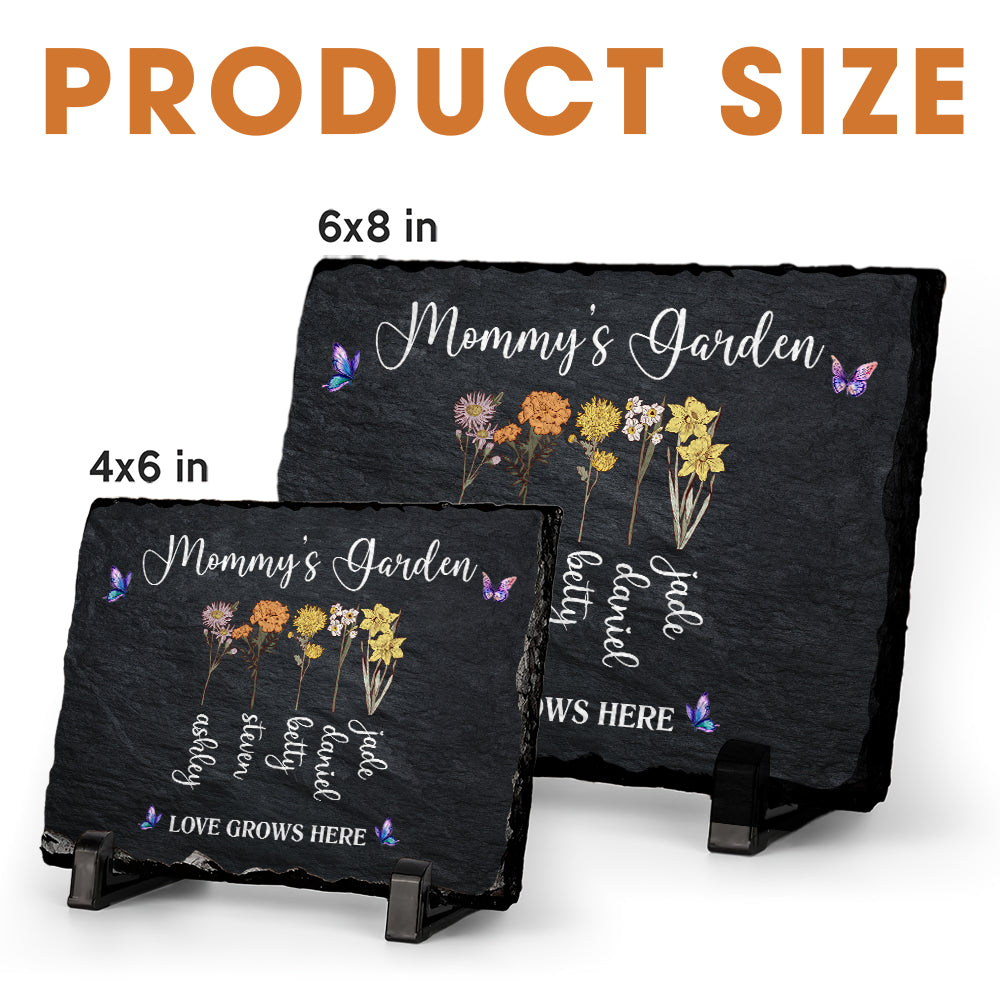Grandma with Grandkid's Birth Flower Rectangle Shaped Stone With Stand Personalized Gift HO82 893628