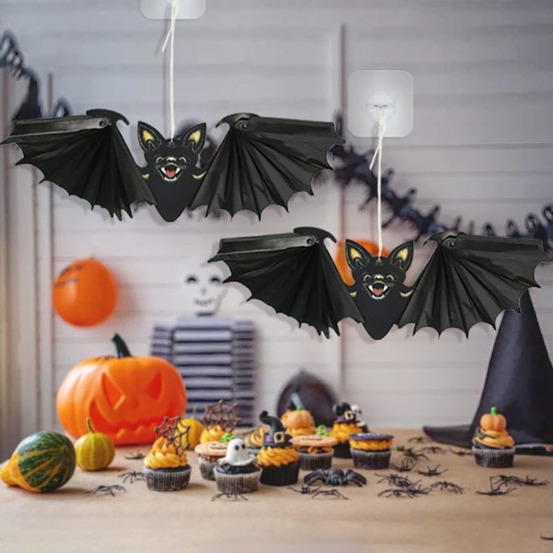 GeckoCustom 1/2Pcs Halloween Paper Bat Hanging Ornament Props for Halloween Decoration Festival Party Bar Haunted House Decor Indoor Outdoor