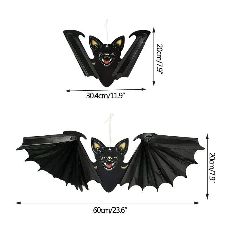 GeckoCustom 1/2Pcs Halloween Paper Bat Hanging Ornament Props for Halloween Decoration Festival Party Bar Haunted House Decor Indoor Outdoor