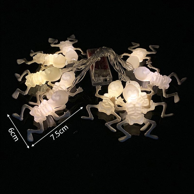 GeckoCustom 1.5m 10Led Halloween Pumpkin Ghost Skeletons Bat Spider Led Light String Festival Bar Home Party Decor Halloween Ornament 1.5m Skeleton String