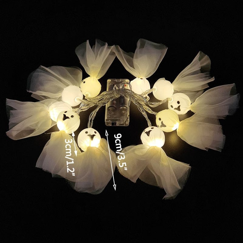 GeckoCustom 1.5m 10Led Halloween Pumpkin Ghost Skeletons Bat Spider Led Light String Festival Bar Home Party Decor Halloween Ornament 1.5m Ghost String B