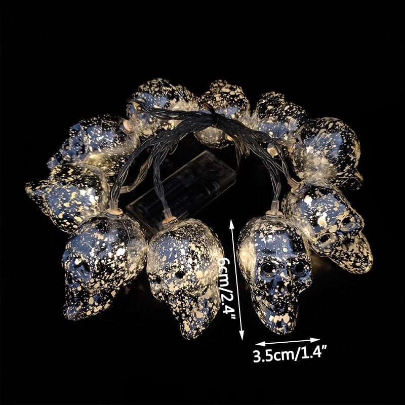 GeckoCustom 1.5m 10Led Halloween Pumpkin Ghost Skeletons Bat Spider Led Light String Festival Bar Home Party Decor Halloween Ornament 1.5m Plating Skull