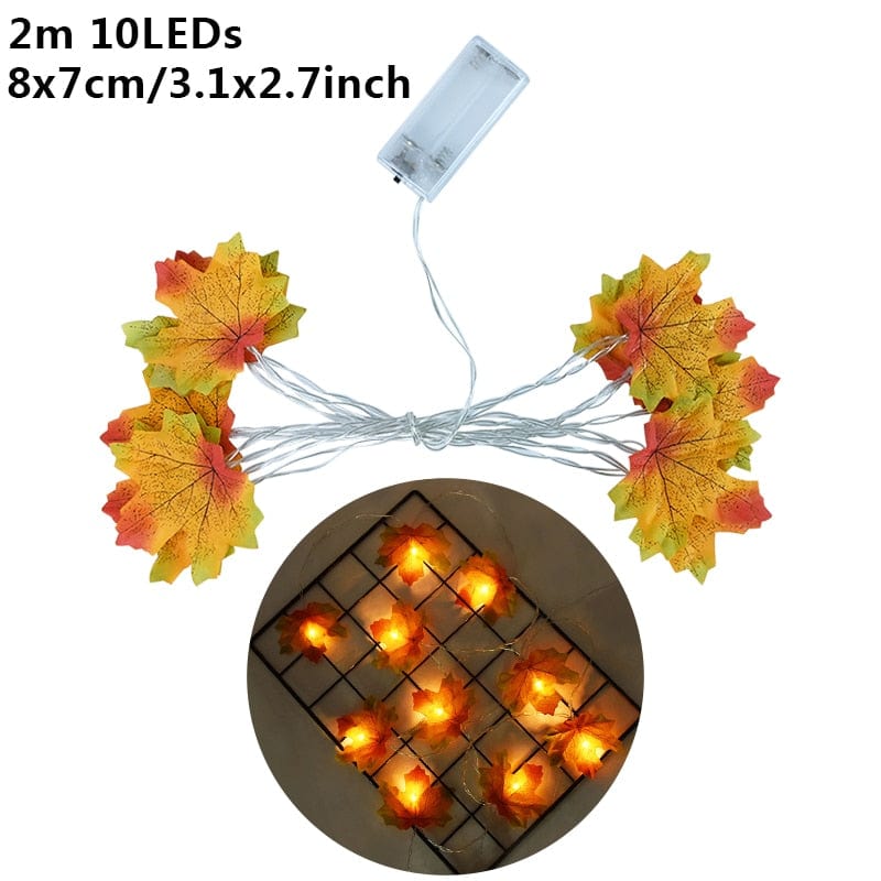 GeckoCustom 1.5m 10Led Halloween Pumpkin Ghost Skeletons Bat Spider Led Light String Festival Bar Home Party Decor Halloween Ornament 2m Maple Leaf C