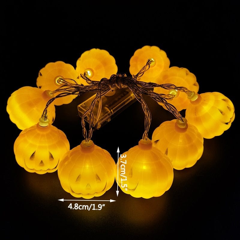 GeckoCustom 1.5m 10Led Halloween Pumpkin Ghost Skeletons Bat Spider Led Light String Festival Bar Home Party Decor Halloween Ornament 1.5m Pumpkin StringE