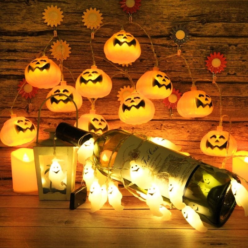 GeckoCustom 1.5m 10Led Halloween Pumpkin Ghost Skeletons Bat Spider Led Light String Festival Bar Home Party Decor Halloween Ornament