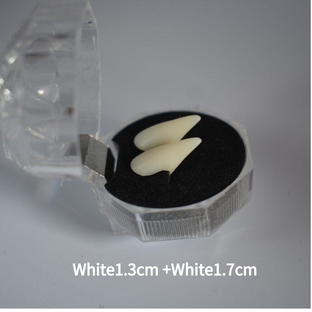 GeckoCustom 1 Pair Vampire Teeth Fangs Dentures Props Halloween Costume Props False Teeth Solid Glue Denture Adhesive Halloween Party Decor 2pcs no glue 1