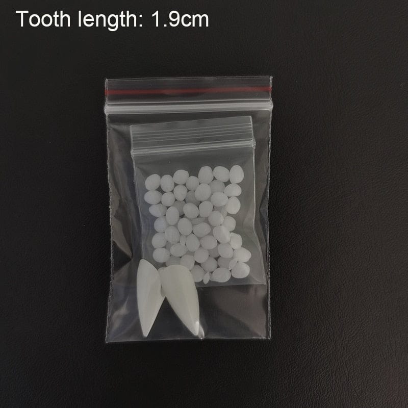 GeckoCustom 1 Pairs Halloween Teeth Fangs Dentures Props Party Costume DIY Cosplay  Horror 5g Glue Friends Gifts Cosplay Witch False Fangs 1.9CM