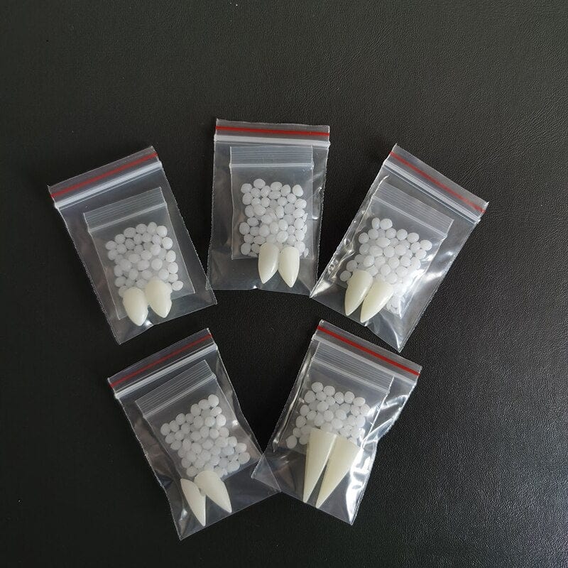 GeckoCustom 1 Pairs Halloween Teeth Fangs Dentures Props Party Costume DIY Cosplay  Horror 5g Glue Friends Gifts Cosplay Witch False Fangs