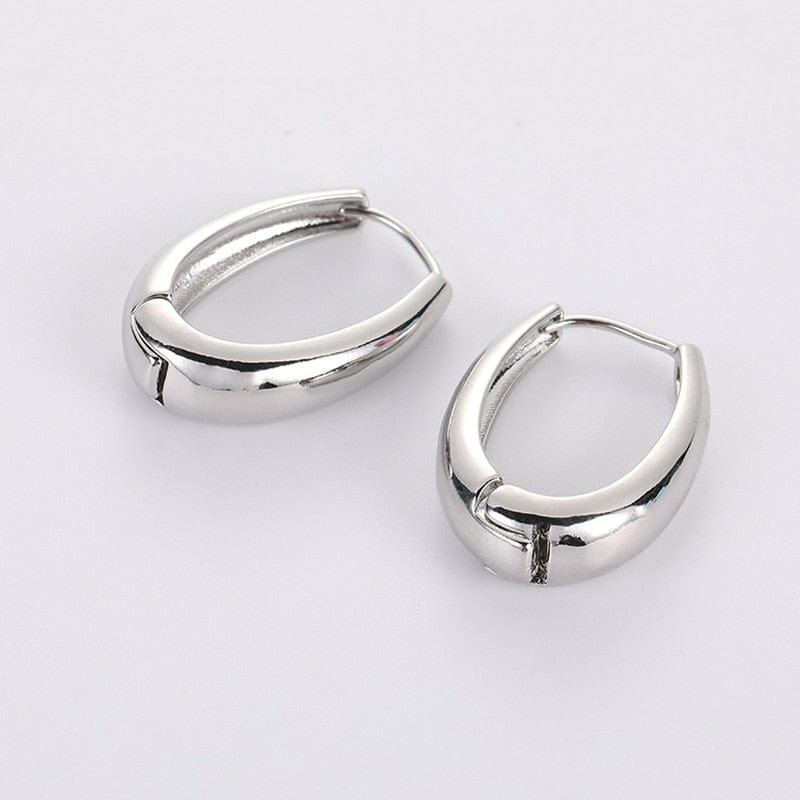 GeckoCustom 2021 New Classic Copper Alloy Smooth Metal Hoop Earrings For Woman Fashion Korean Jewelry Temperament Girl's Daily Wear earrings silver 3