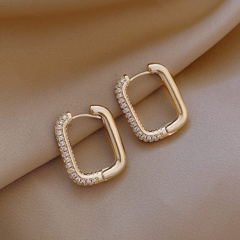 GeckoCustom 2021 New Classic Copper Alloy Smooth Metal Hoop Earrings For Woman Fashion Korean Jewelry Temperament Girl's Daily Wear earrings gold 1