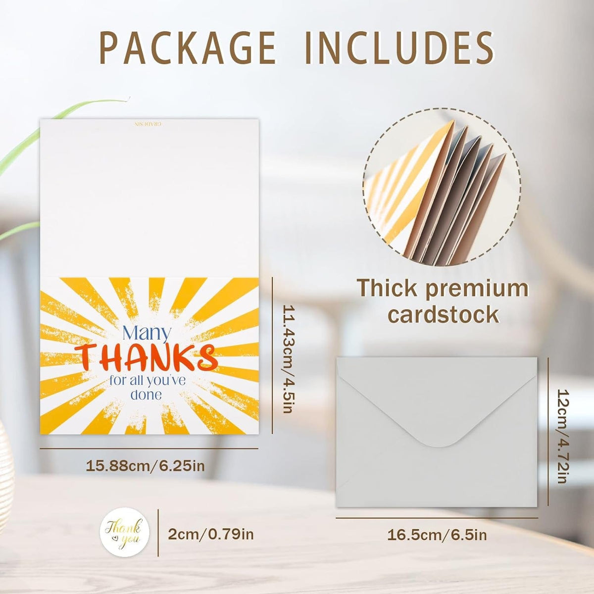 GeckoCustom 30 Teacher Appreciation Cards Bulk with Envelopes - Teacher Thank You Cards 300GSM Blank Greeting Cards for Teachers, Employees, Nurse, Volunteers and Doctor