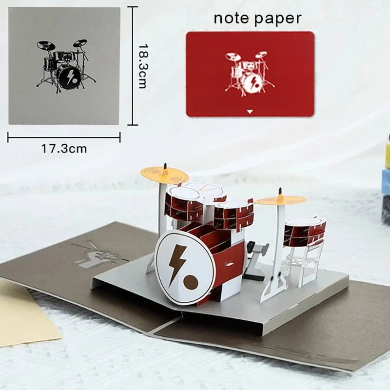 GeckoCustom 3D Pop UP Greeting Cards For Gifts Drum Kit