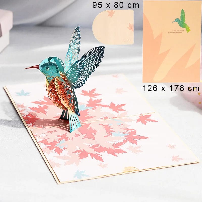 GeckoCustom 3D Pop UP Greeting Cards For Gifts Hummingbird