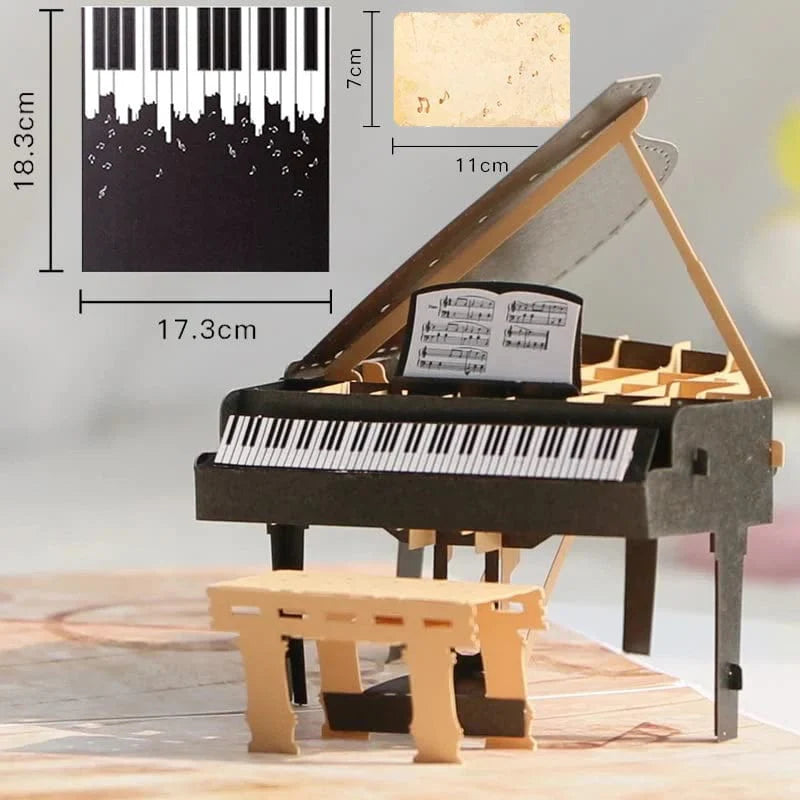 GeckoCustom 3D Pop UP Greeting Cards For Gifts Piano