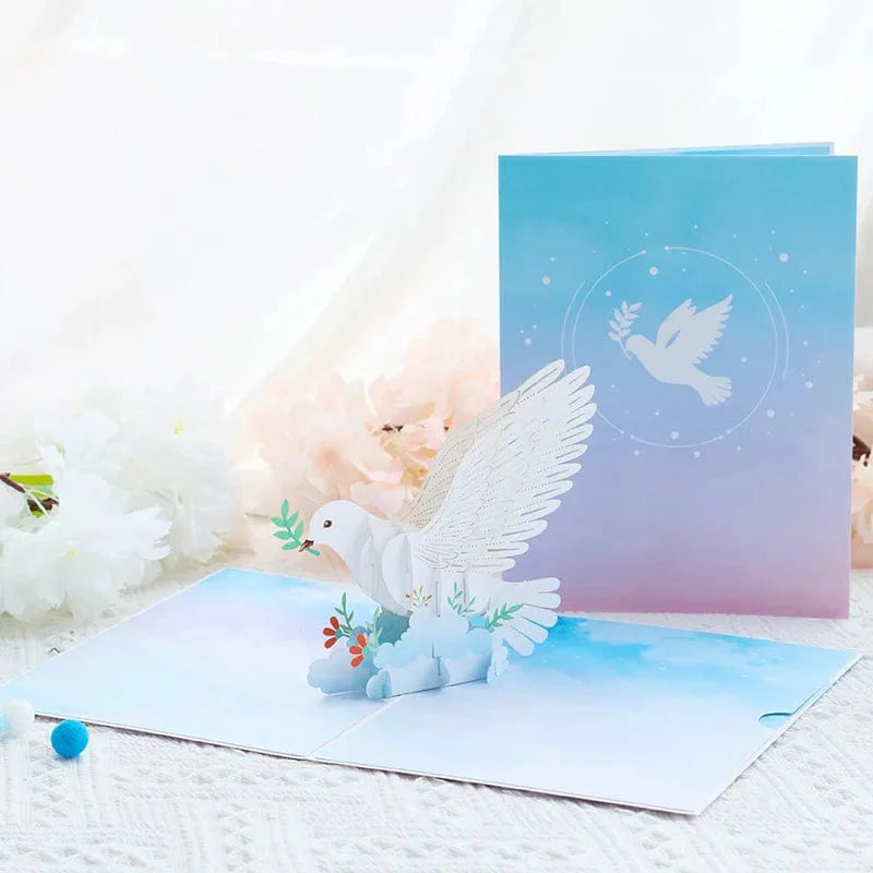 GeckoCustom 3D Pop UP Greeting Cards For Gifts Peace Pigeon
