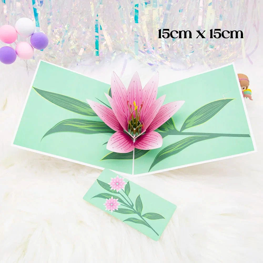 GeckoCustom 3D Pop UP Happy Birthday Greeting Invitation Cards Laser Cut Boy Girl Kids Gift Card Thank You Cards Vehicle Miniatures Postcard lotus