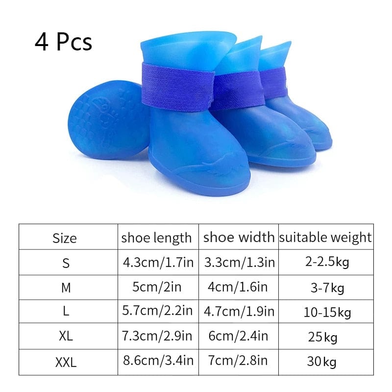 GeckoCustom 4Pcs Pet WaterProof Rainshoe Anti-slip Rubber Boot For Small Medium Large Dogs Cats Outdoor Shoe Dog Ankle Boots Pet Accessories