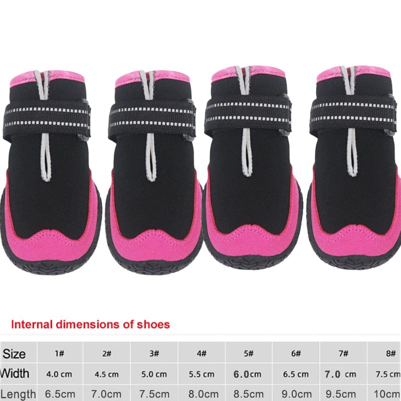 GeckoCustom 4pcs/set Pet Dog Shoes Reflective Waterproof Dog Boots Warm Snow Rain Pets Booties Anti-slip Socks Footwear For Medium Large Dog 1674-C / 1
