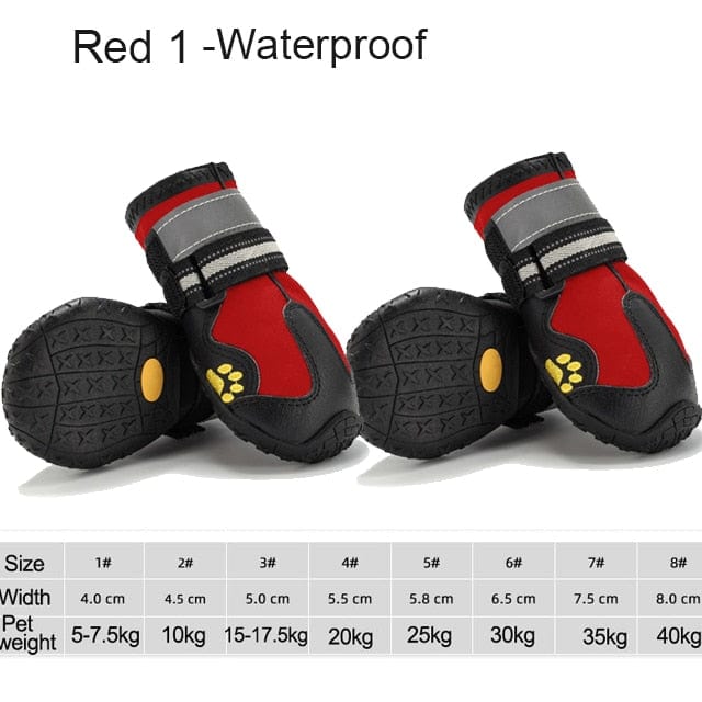 GeckoCustom 4pcs/set Pet Dog Shoes Reflective Waterproof Dog Boots Warm Snow Rain Pets Booties Anti-slip Socks Footwear For Medium Large Dog Red 1 / 1