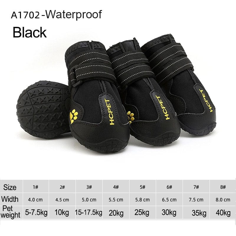 GeckoCustom 4pcs/set Pet Dog Shoes Reflective Waterproof Dog Boots Warm Snow Rain Pets Booties Anti-slip Socks Footwear For Medium Large Dog