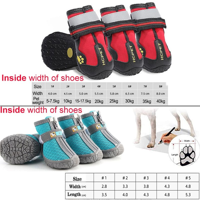 GeckoCustom 4pcs/set Pet Dog Shoes Reflective Waterproof Dog Boots Warm Snow Rain Pets Booties Anti-slip Socks Footwear For Medium Large Dog