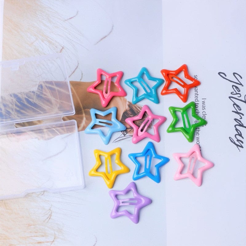 GeckoCustom 5Pcs/set Cute Colorful Dog Hairpin bright stars random