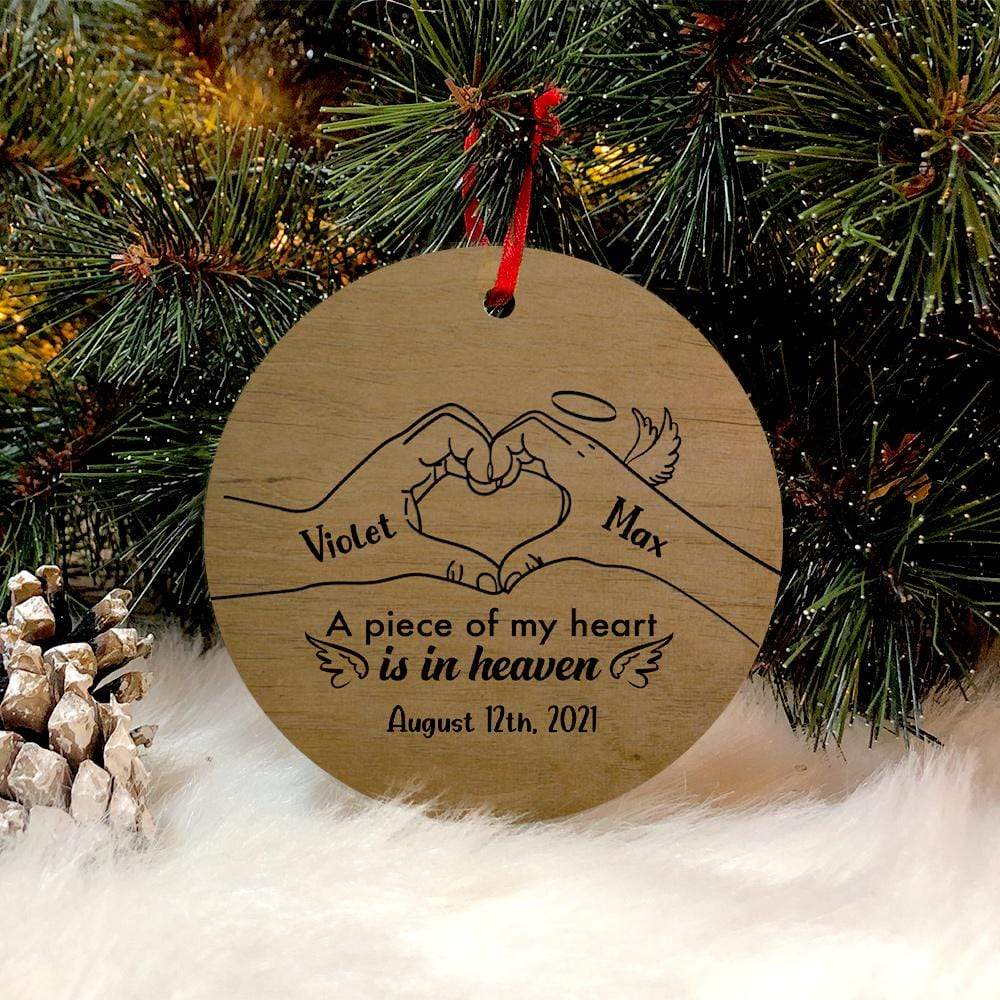 GeckoCustom A Piece Of My Heart Is In Heaven Memorial Family Ornament