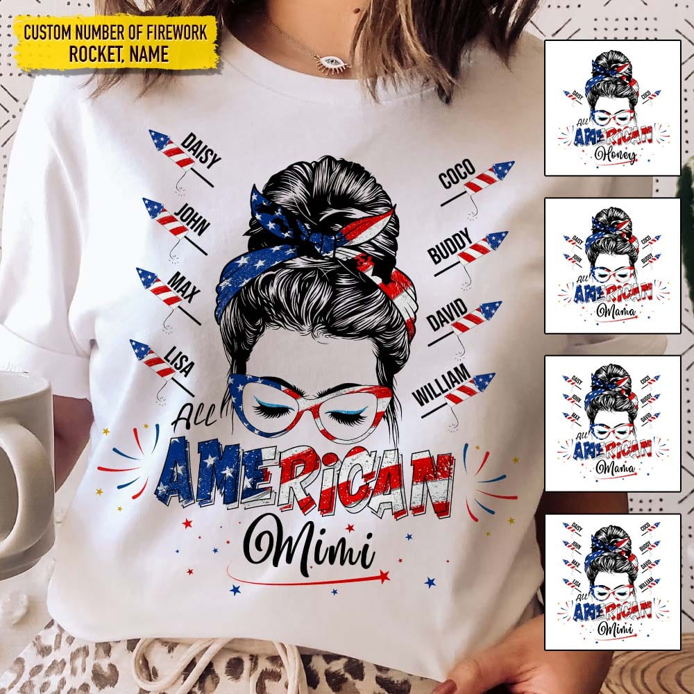 GeckoCustom All Amerrica Mama Family Shirt, HN590