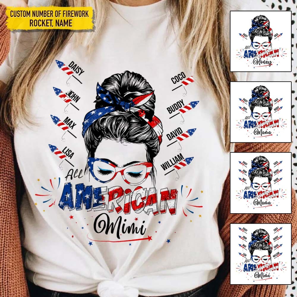 GeckoCustom All Amerrica Mama Family Shirt, HN590