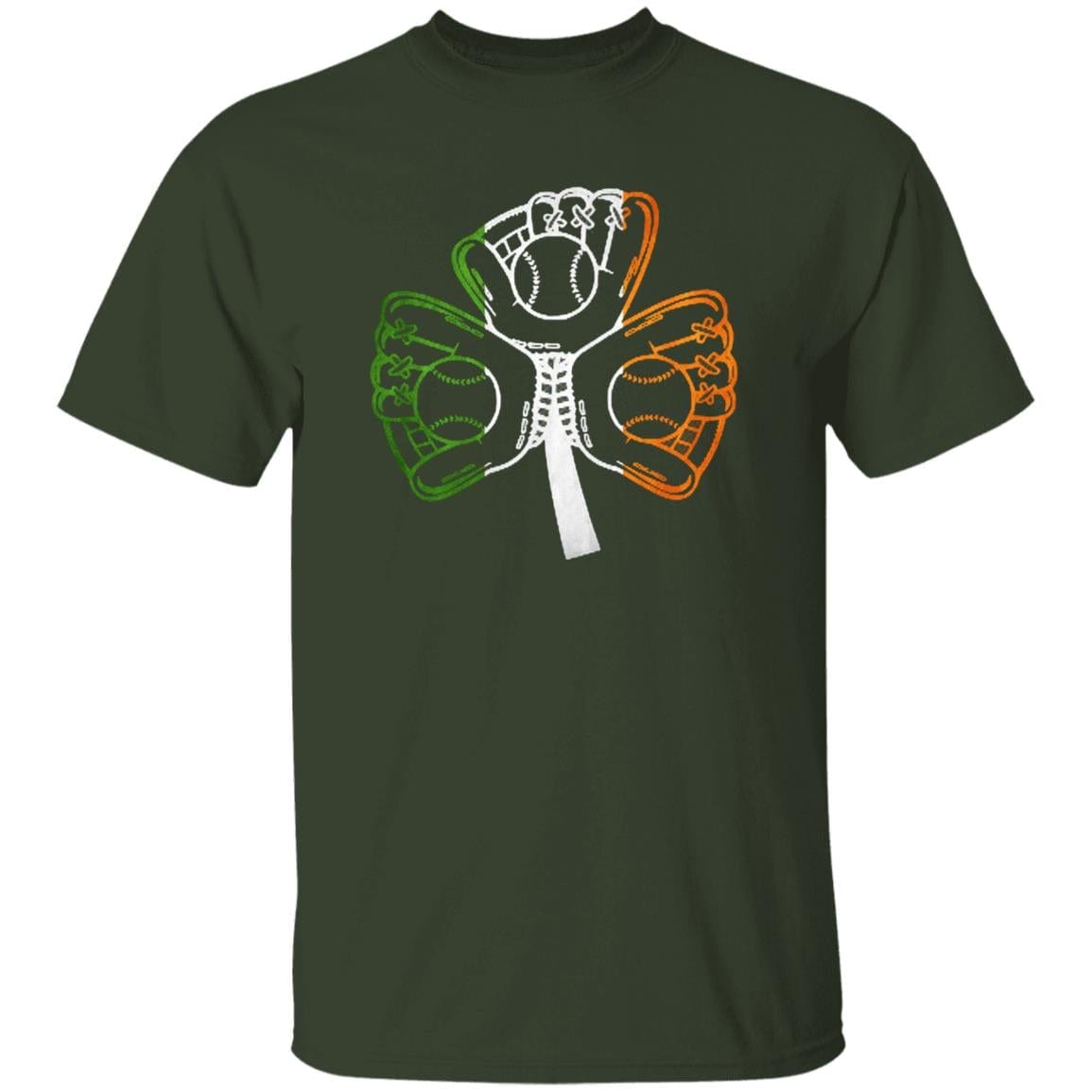 GeckoCustom Baseball Softball Shamrock St Patrick Shirt Basic Tee / Forest / S