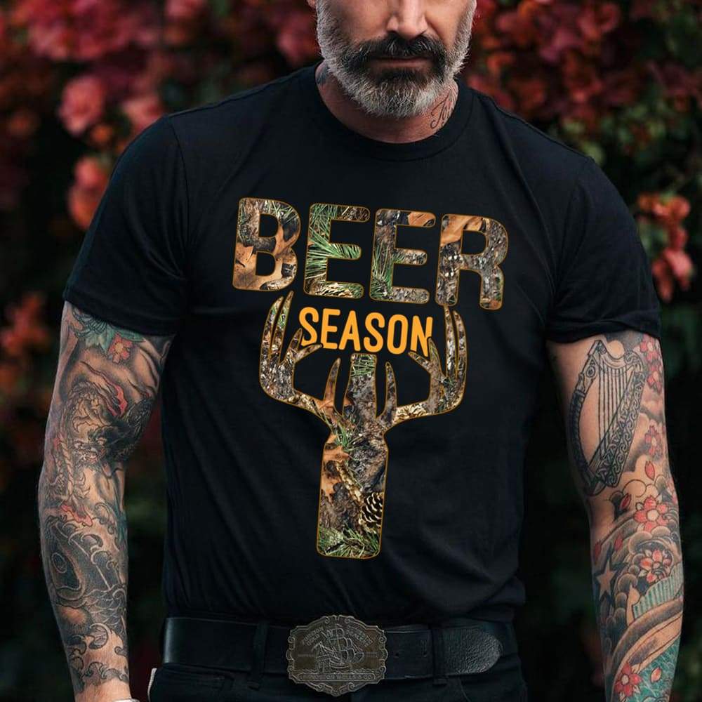 GeckoCustom Beer Season Hunting T-shirt, Hunter Gift HN590