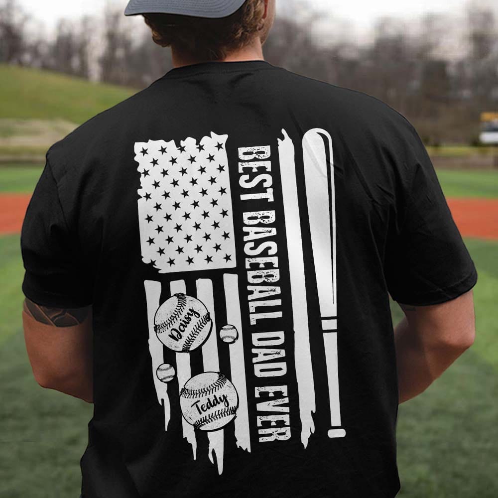 GeckoCustom Best Baseball Dad Ever US Flag Sport Shirt, HN590