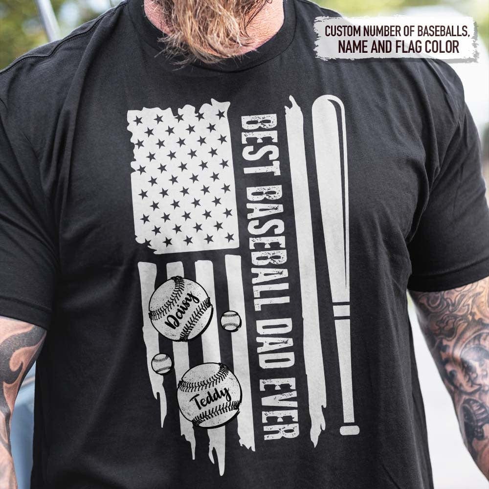 GeckoCustom Best Baseball Dad Ever US Flag Sport Shirt, HN590 (front)