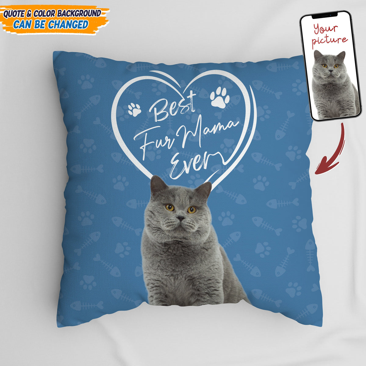 GeckoCustom Best Cat Mom Ever Cat Pillow N304 HN590
