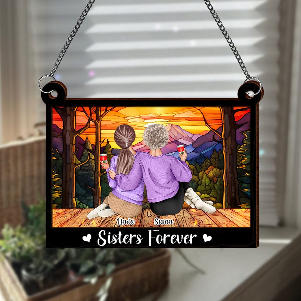 GeckoCustom Besties Forever Christmas Gift For Besties, Sisters Window Hanging Suncatcher Ornament Personalized Gift HO82 893102
