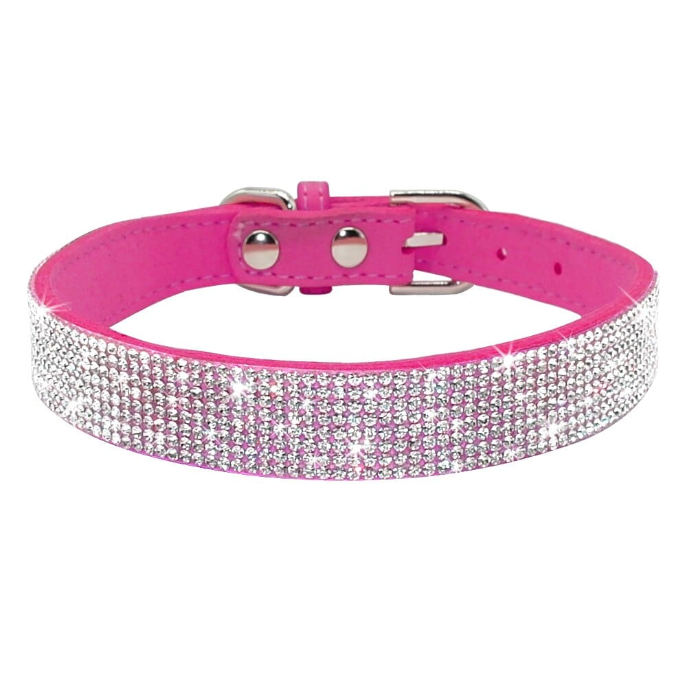 GeckoCustom Bling Rhinestone Dog Cat Collars Leather Pet Puppy Kitten Collar Walk Leash Lead For Small Medium Dogs Cats Chihuahua Pug Yorkie Rose Red / 1