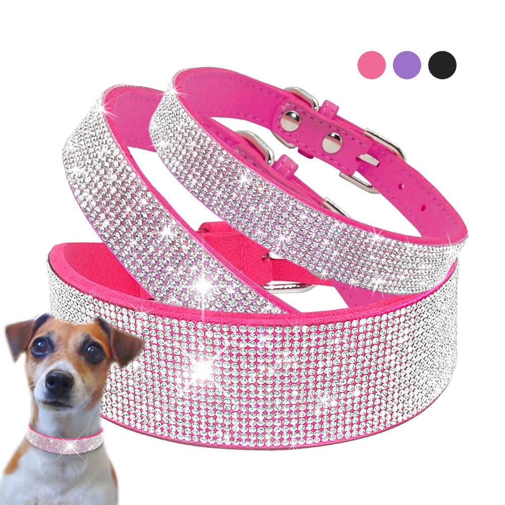 GeckoCustom Bling Rhinestone Dog Cat Collars Leather Pet Puppy Kitten Collar Walk Leash Lead For Small Medium Dogs Cats Chihuahua Pug Yorkie