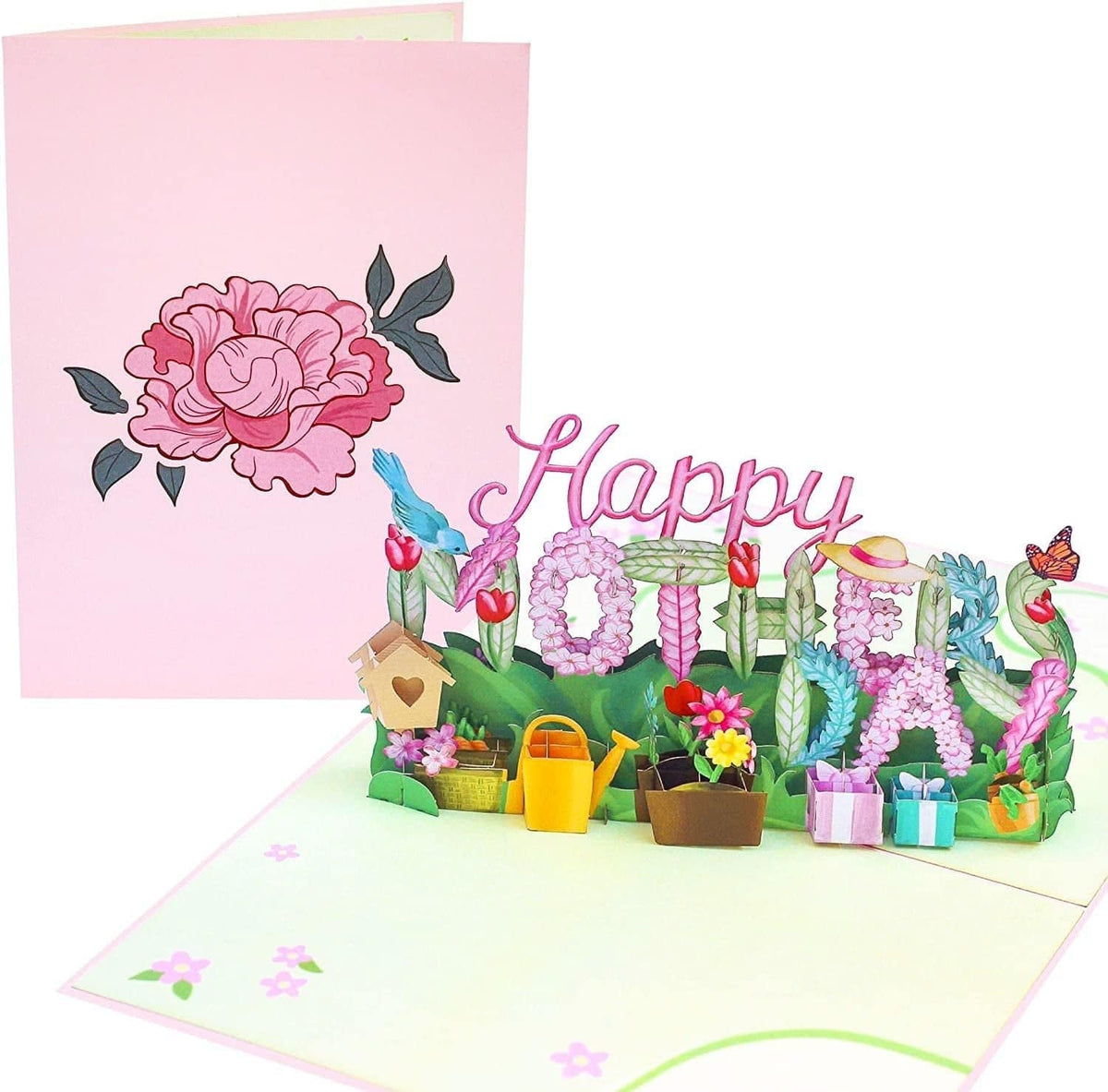 GeckoCustom Butterflies on Flowers Pop up Mother'S Day Card - 3D Anniversary, Valentine'S Day Card, Thank You, Happy Birthday - for Mom, for Wife, for Daughter, for Sister (width x height)  6 x 7.5 inches / Happy Mother'S Day