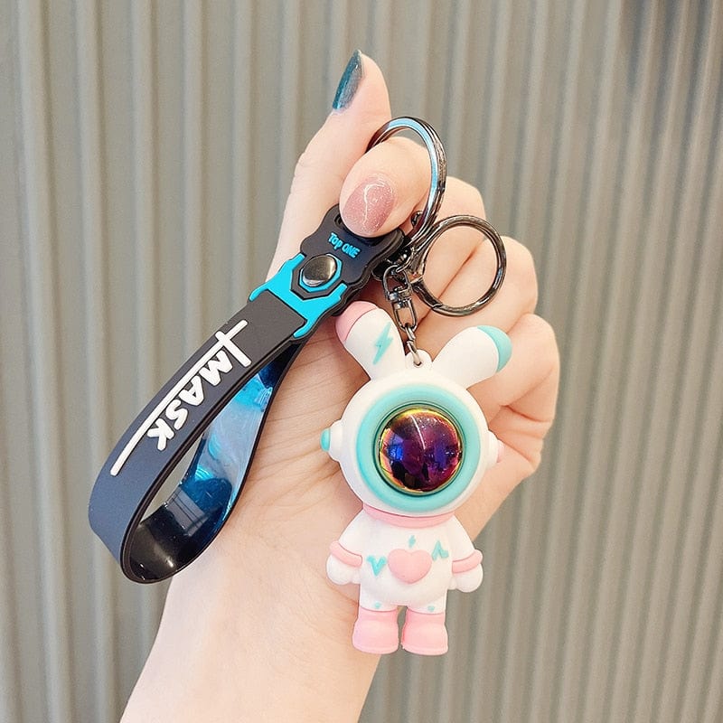 GeckoCustom Cartoon Lightning Bear Keychain Cute Astronaut Bear Doll Keyring Bag Pendant Couple Car Keyholder Creative Bag Charm Accessories Pink-Style 05