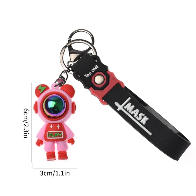 GeckoCustom Cartoon Lightning Bear Keychain Cute Astronaut Bear Doll Keyring Bag Pendant Couple Car Keyholder Creative Bag Charm Accessories
