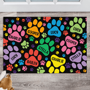 GeckoCustom Cat Bones And Paws Doormat Personalized Gift TA29 890071