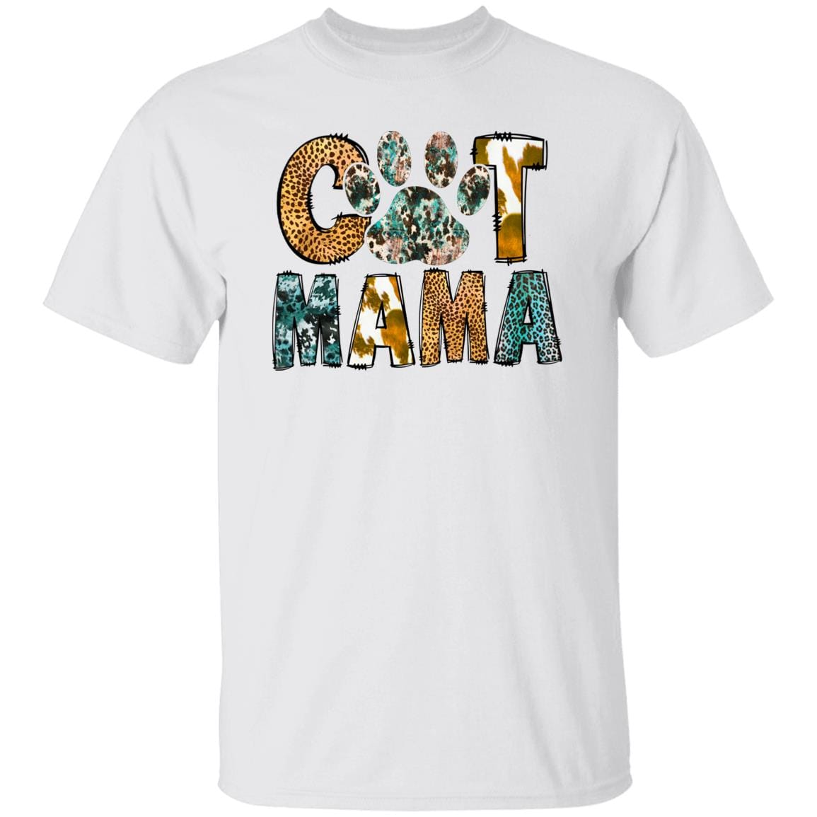 GeckoCustom Cat Mama Leopard Shirt Basic Tee / White / S