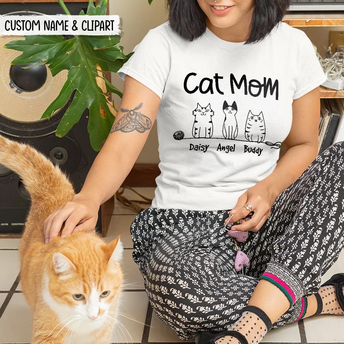GeckoCustom Cat Mom Clipart Cat Shirt, N304 HN590