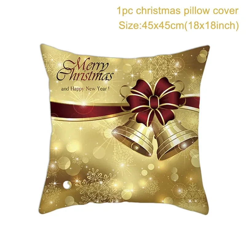 GeckoCustom Christmas Cushion Cover Merry Christmas Decorations for Home 2023 Christmas Ornament Navidad Noel Xmas Gifts Happy New Year 2024 style 3 / 45 x 45