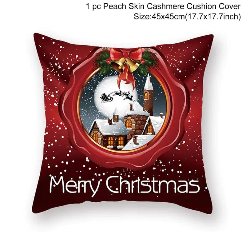 GeckoCustom Christmas Cushion Cover Merry Christmas Decorations for Home 2023 Christmas Ornament Navidad Noel Xmas Gifts Happy New Year 2024 style 31-59 / 45 x 45