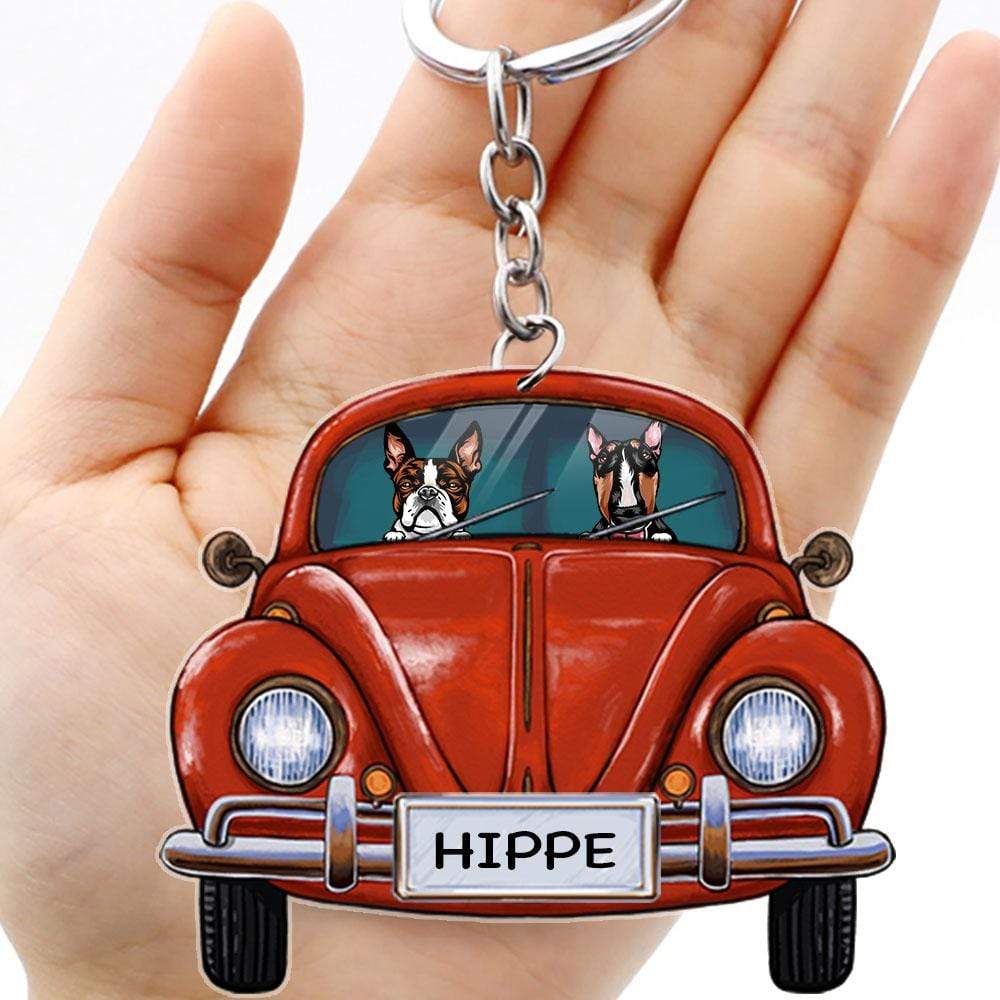 GeckoCustom Classic Colorful Car Dog Keychain, Acrylic Keychain HN590