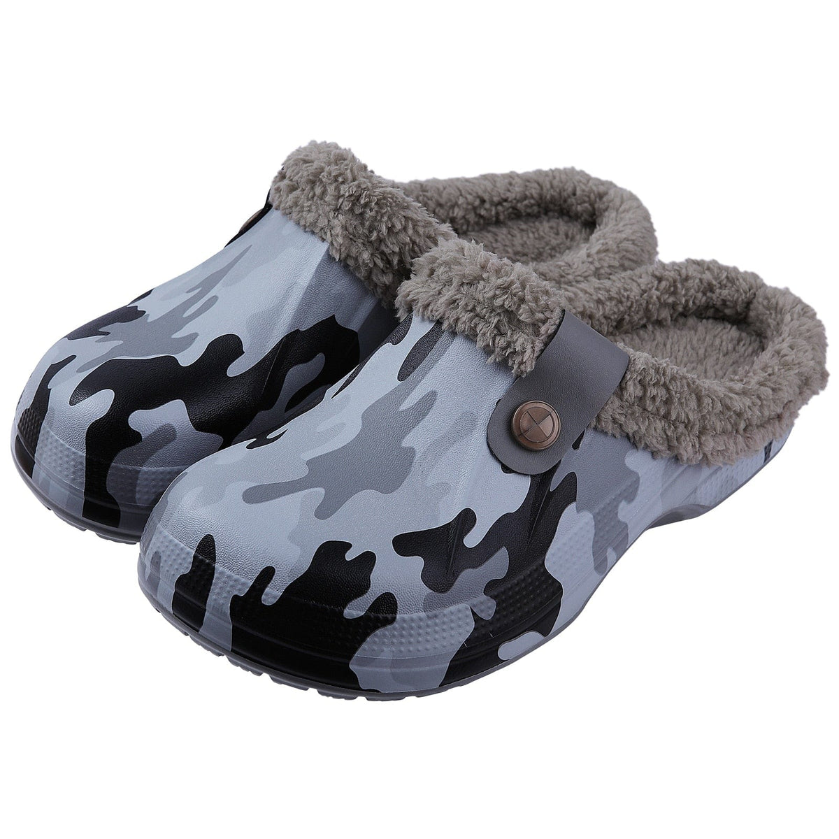 GeckoCustom Comwarm Indoor Women Warm Slippers Garden Shoes Soft Waterproof EVA Plush Slippers Female Clogs Couples Home Bedroom Fuzzy Shoes Camouflage / 35-36(8.6-8.8 inch) / China