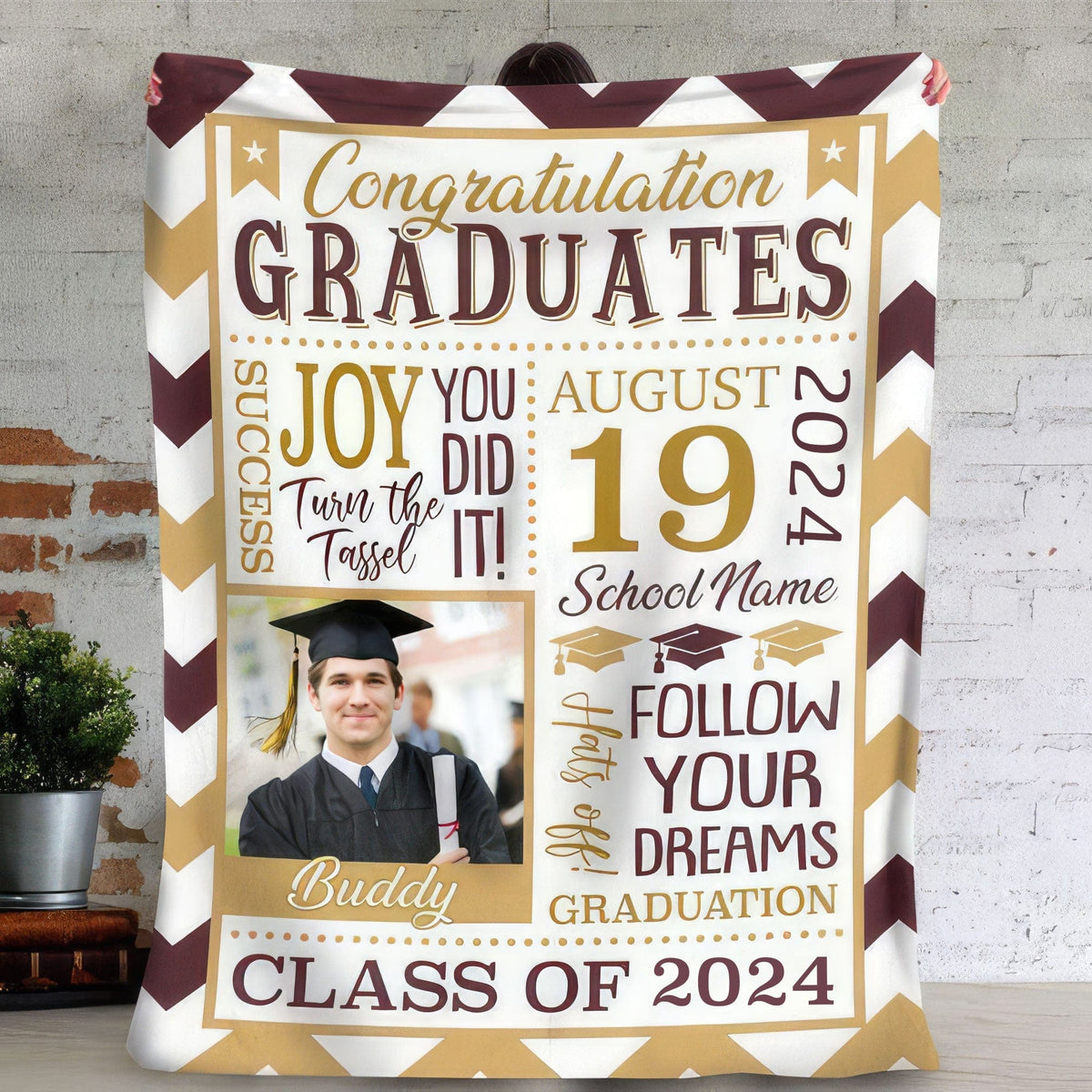 GeckoCustom Congratulation Graduation Blanket HN590