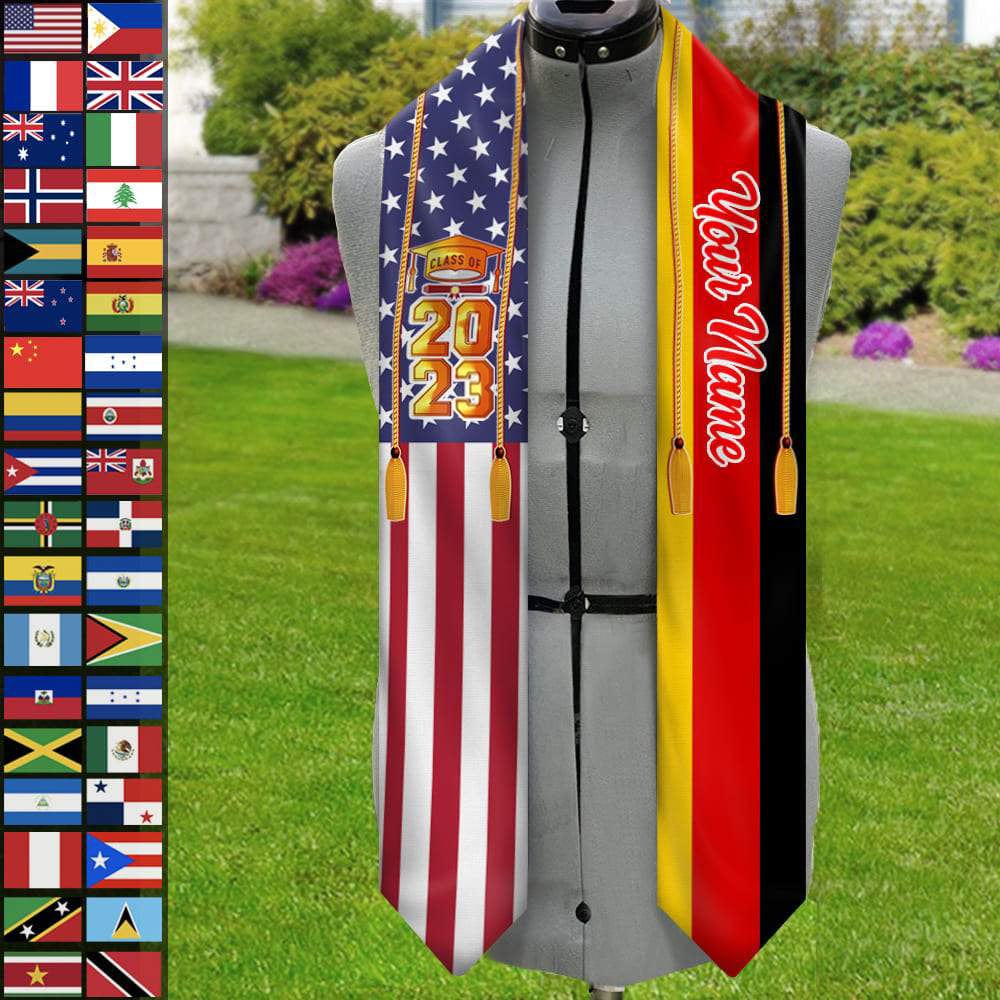 GeckoCustom Country Flag Class of 2024 Stoles Graduation Gift 888875 N369 6x72 inch