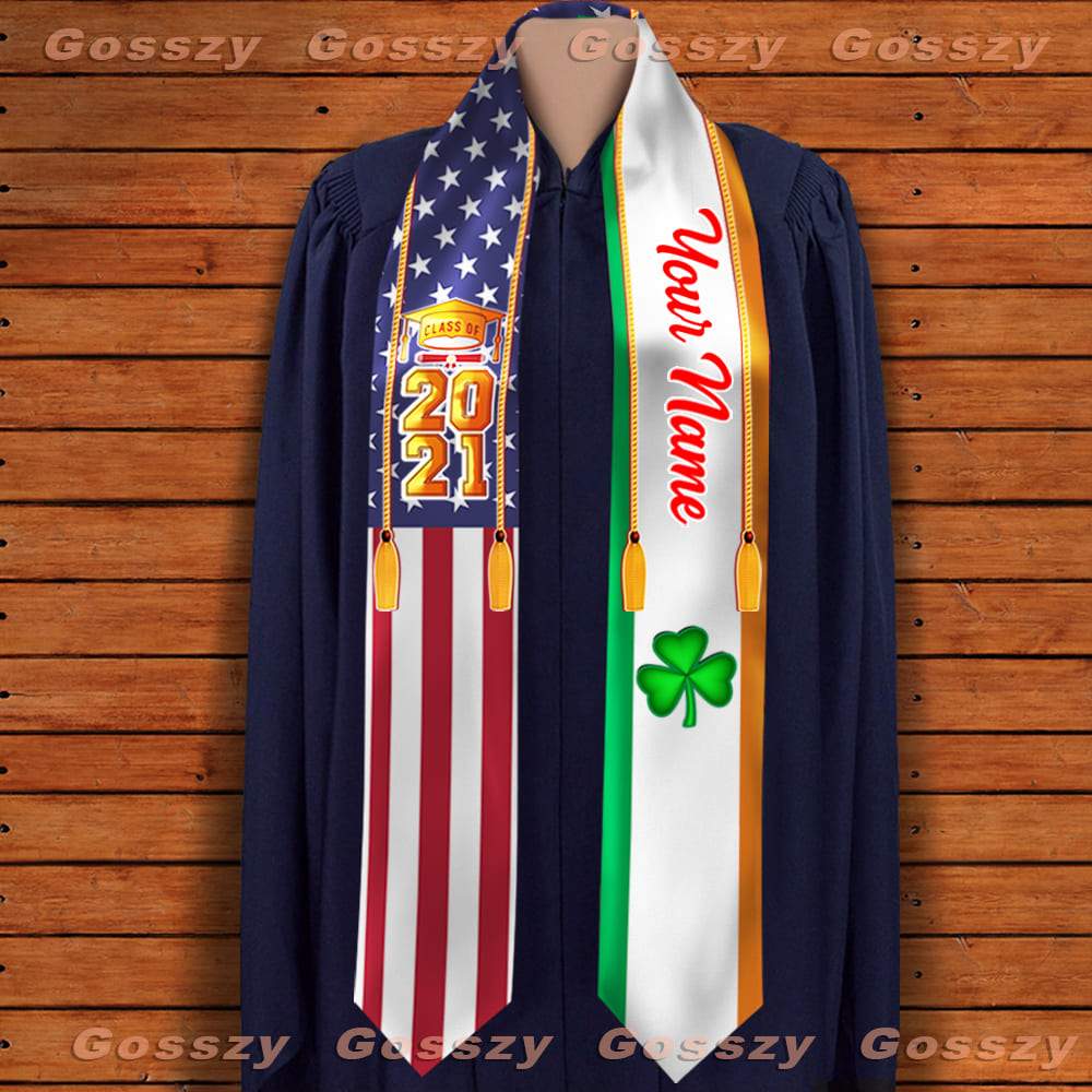 GeckoCustom Country Flag Class of Stoles/Sash, Graduation Gift, Senior Gift HN590 6 Inch x 72 Inch / Silk / Triangle Stoles